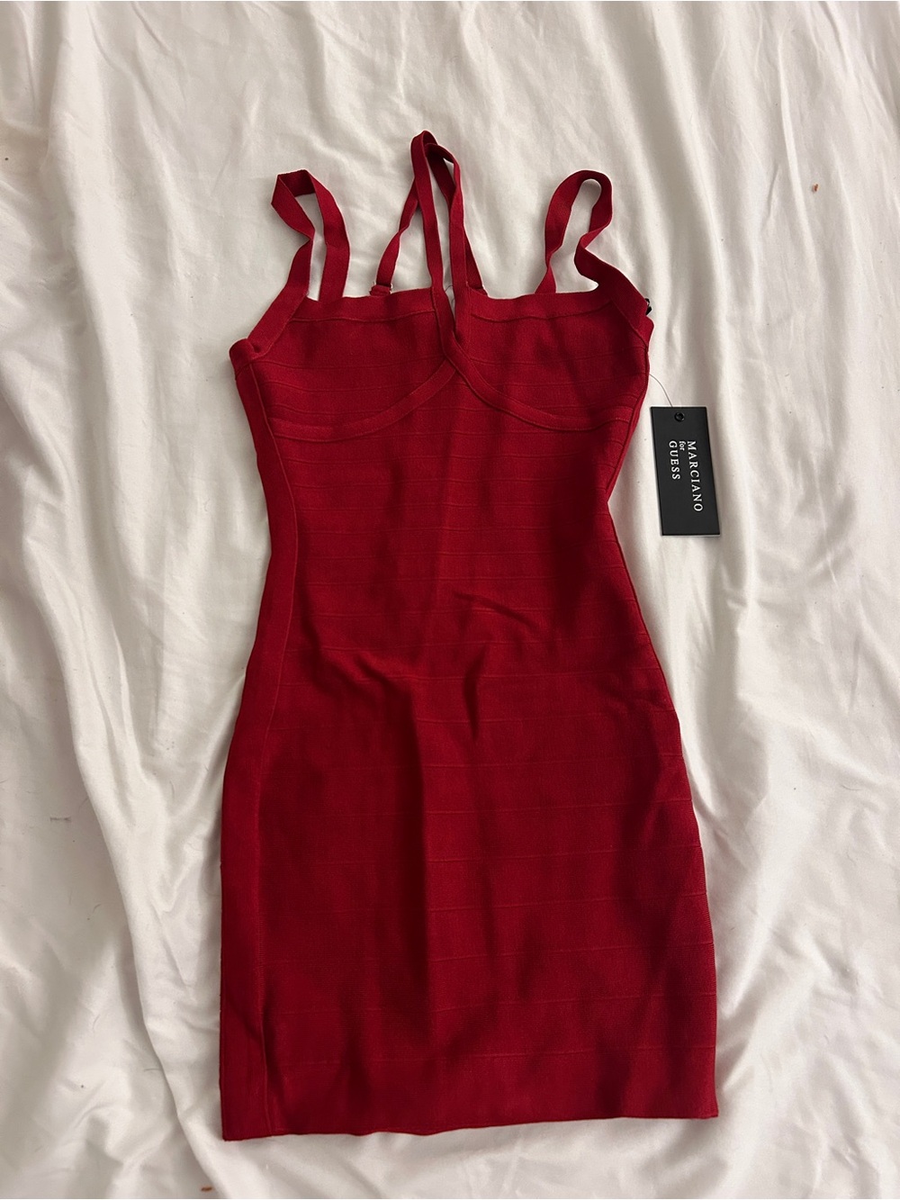 Guess Marciano Nour Red Bandage Mini Dress Size Extra Small